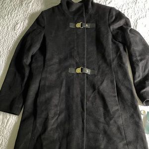 Classic Ralph Lauren Black Wool Coat. Size 8. Brand new. Zip/buckle closure.